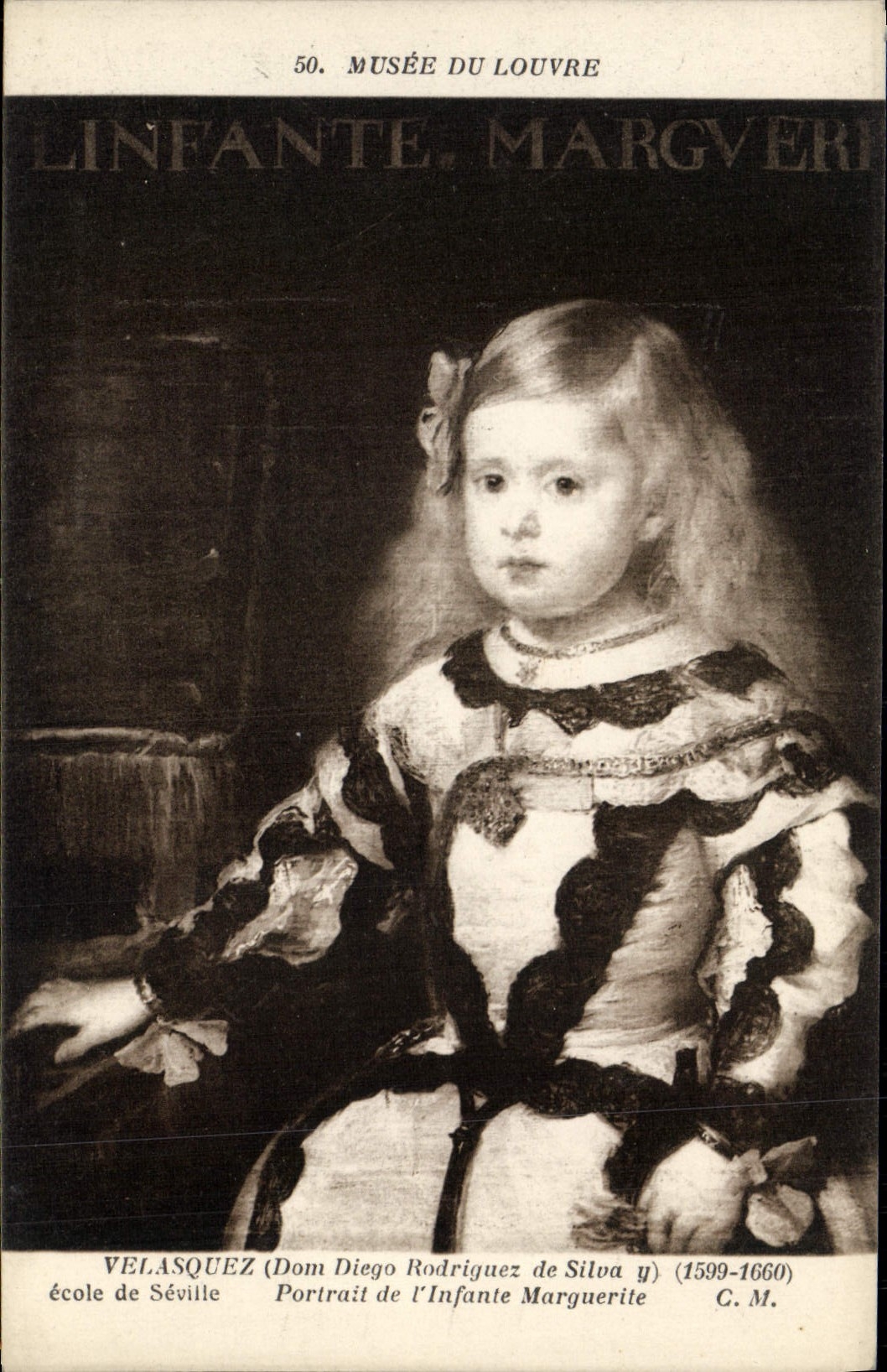 VINTAGE POSTCARD Museum of Louvre Paris Velasquez Portrait of Infante Marguerite