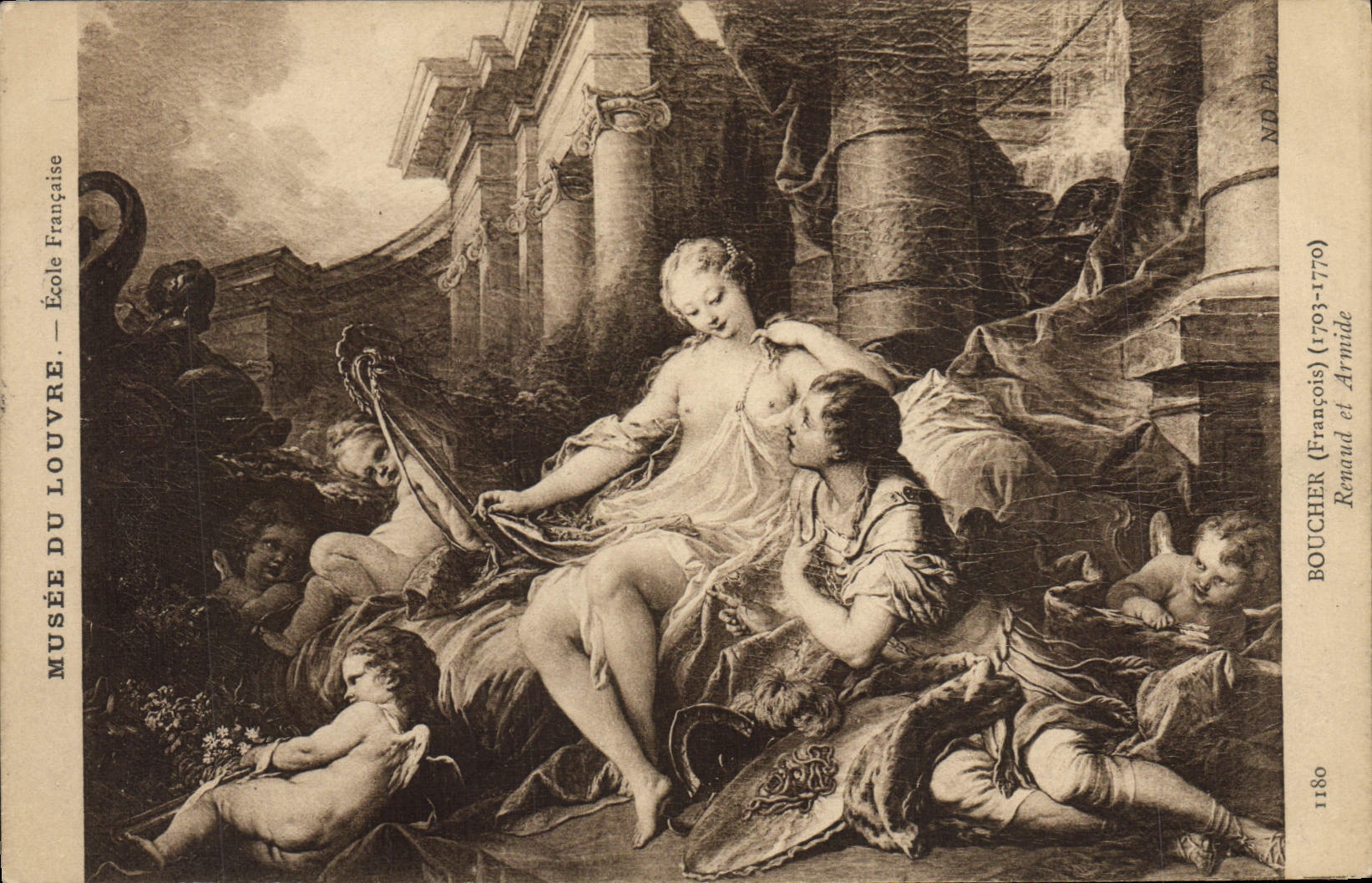 VINTAGE POSTCARD Museum of Louvre Paris Renaud Butcher and Armide