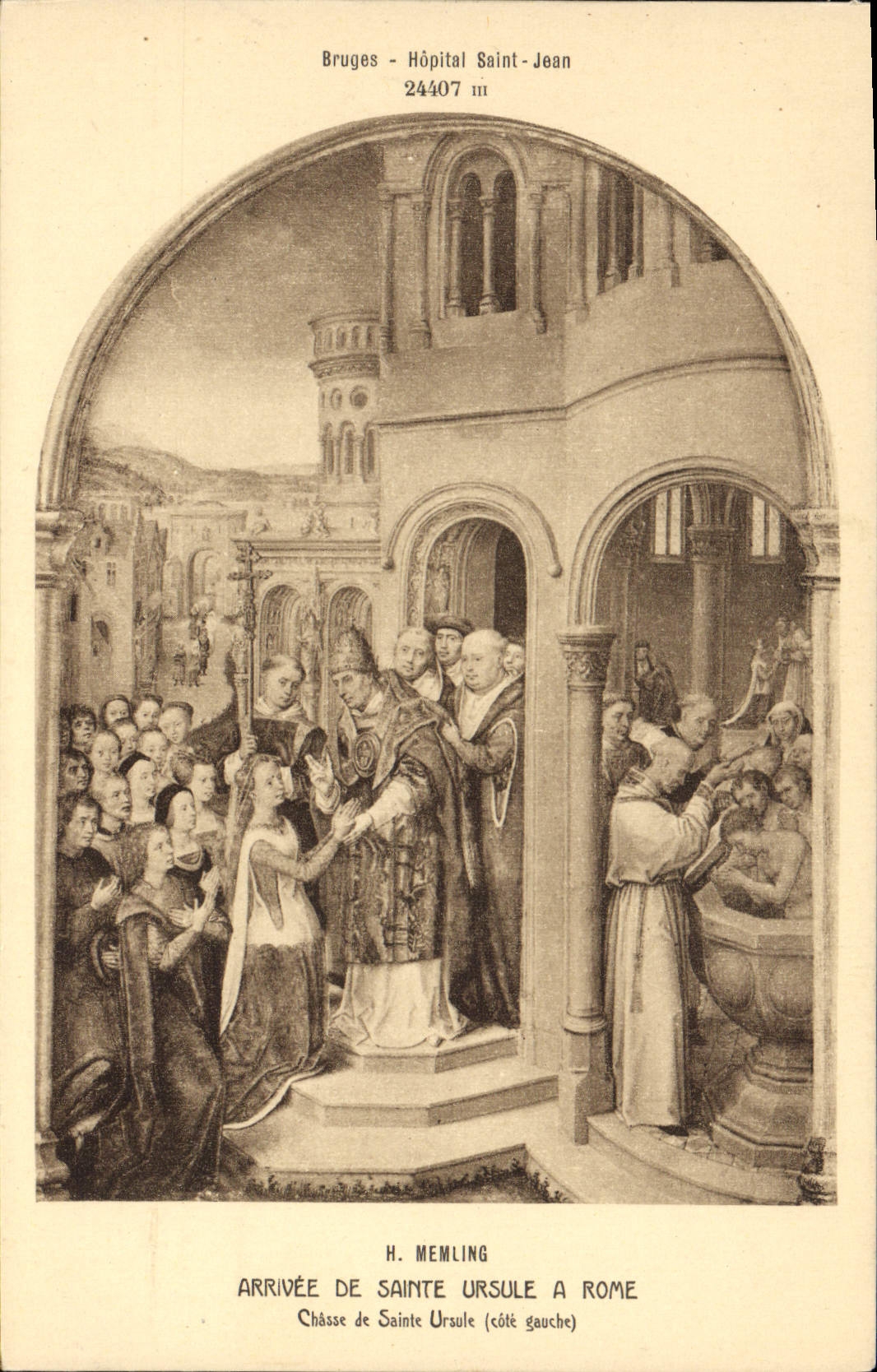 CPA Bruges Hopital Saint Jean Arrivee de Sainte Ursule a Rome Chasse de Sainte Ursule 