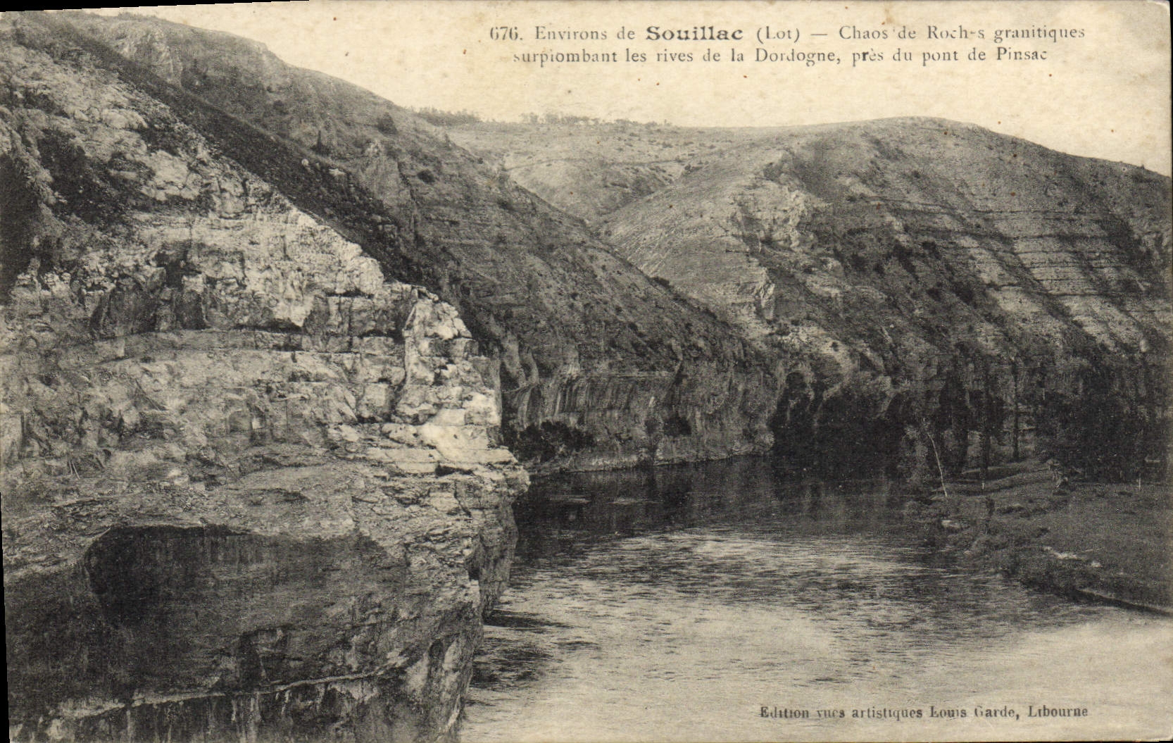 VINTAGE POSTCARD Surroundings of granitic Souillac Chaos of rocks overhanging banks of the Dordogne close to the bridge of Pinsac