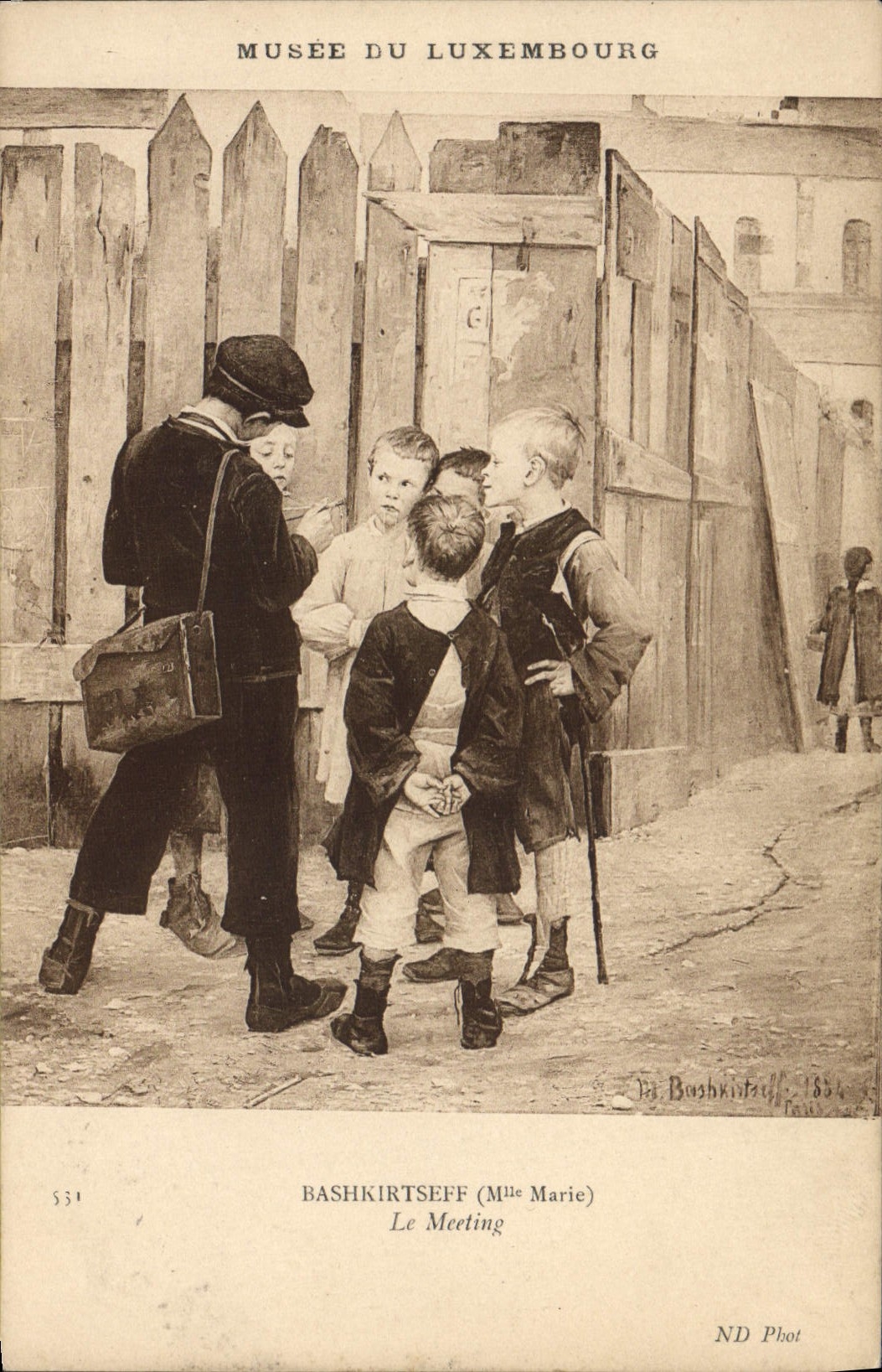 VINTAGE POSTCARD Museum Of Luxembourg Bashkirtseff the meeting