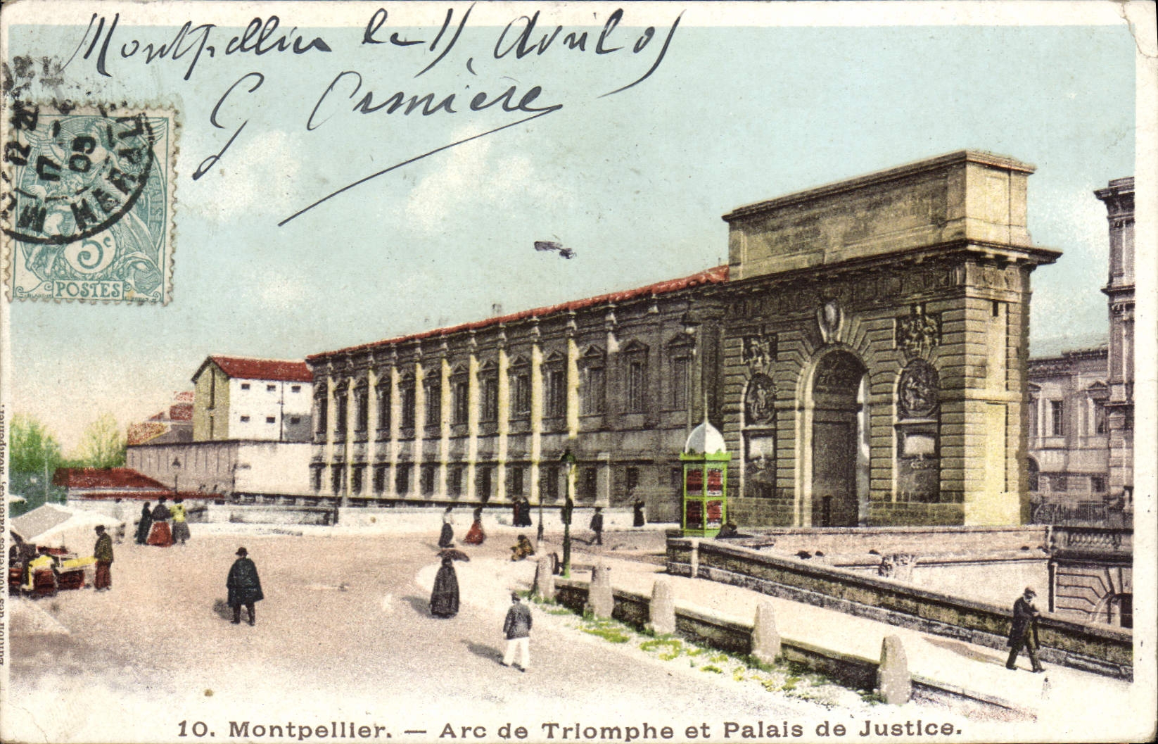 VINTAGE POSTCARD Montpellier Arc de Triomphe and Law courts
