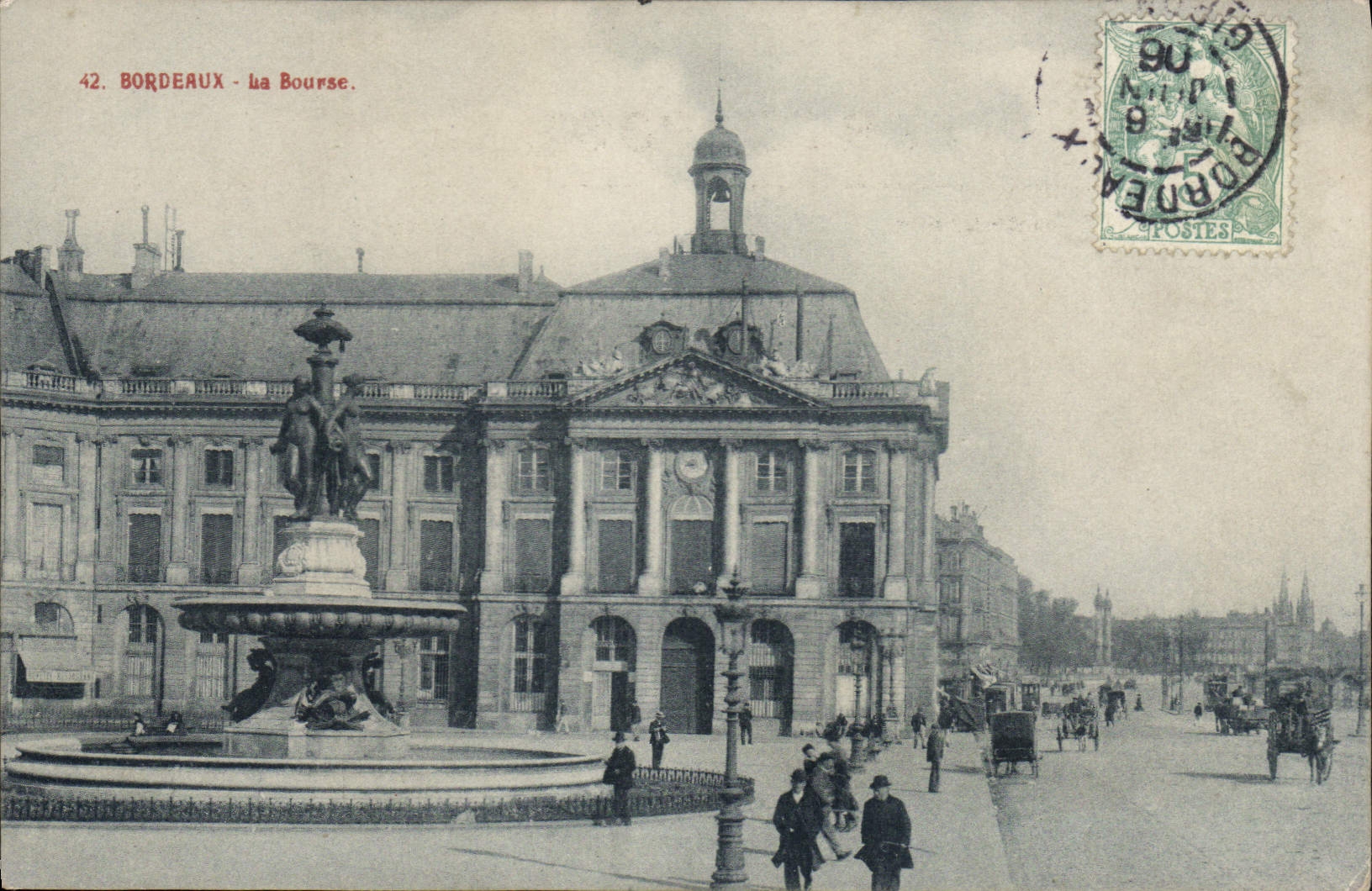 Burdeos de la POSTAL de la VENDIMIA la bolsa de acción