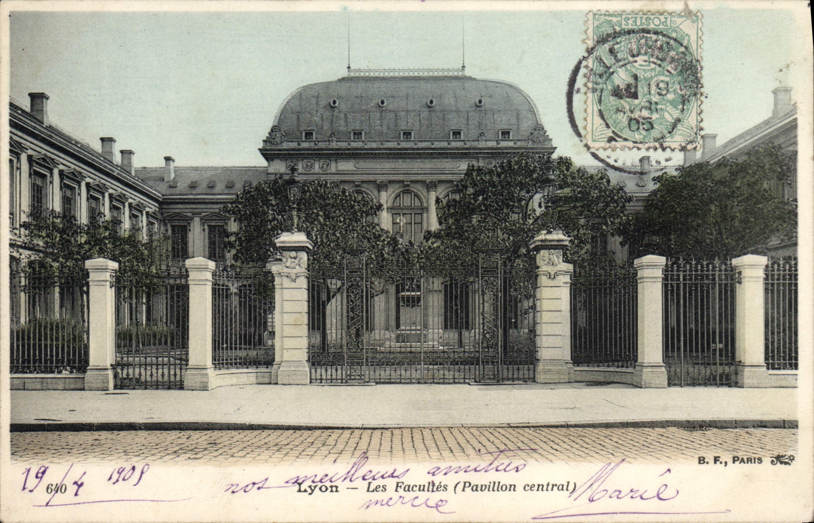 Casa de la central de las facultades de Lyon de la POSTAL de la VENDIMIA