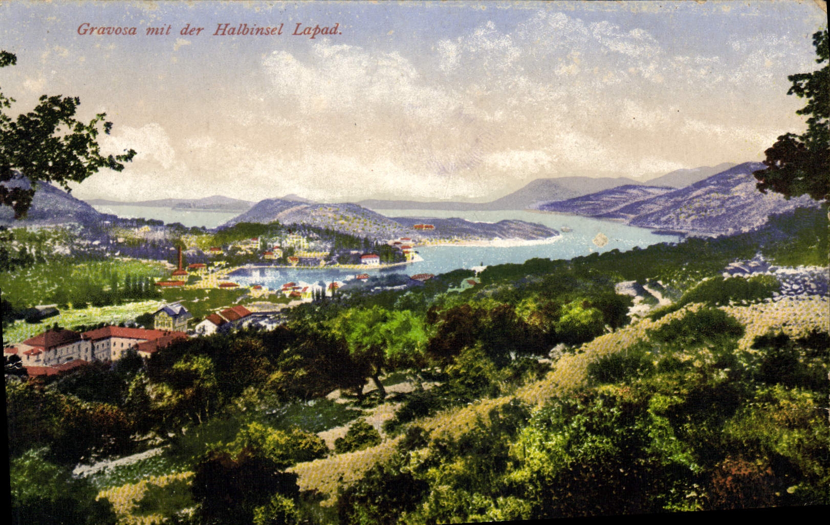 VINTAGE POSTCARD Gravosa MIT der Halbinsel Lapad