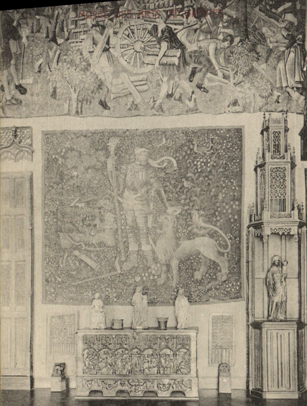 Museo de la POSTAL de la VENDIMIA del sitio decorativo de los artes de las tapicerías del francés de las Edades Medias