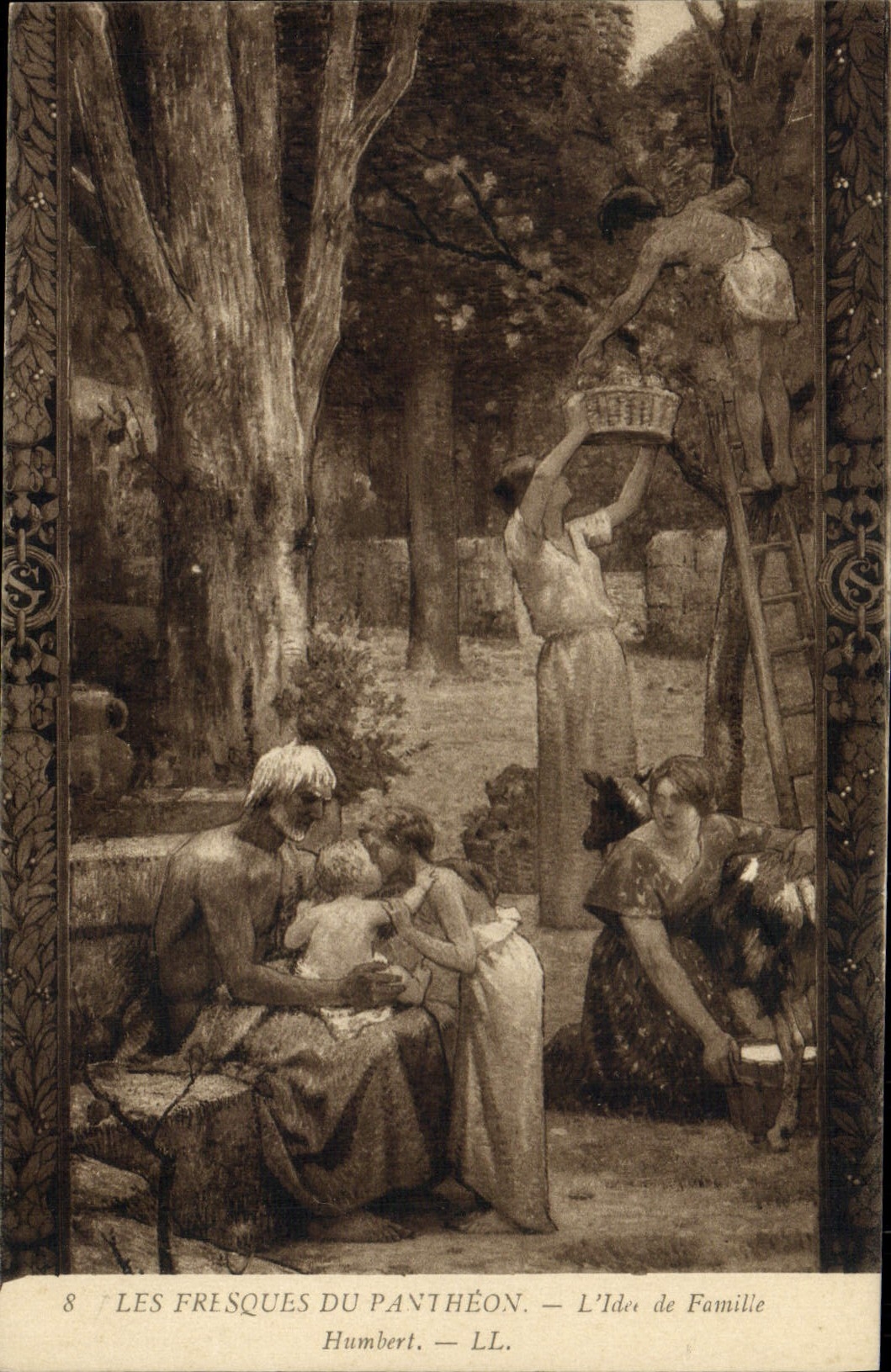 VINTAGE POSTCARD Frescos Of the Pantheon the idea of Humbert family