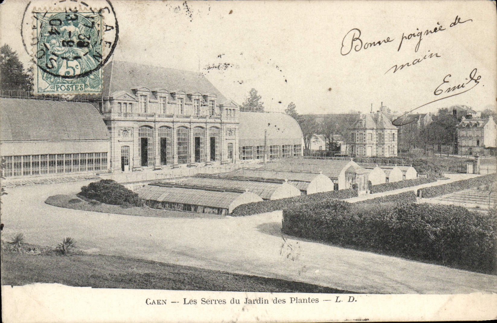 VINTAGE POSTCARD Caen Greenhouses of the Botanical garden