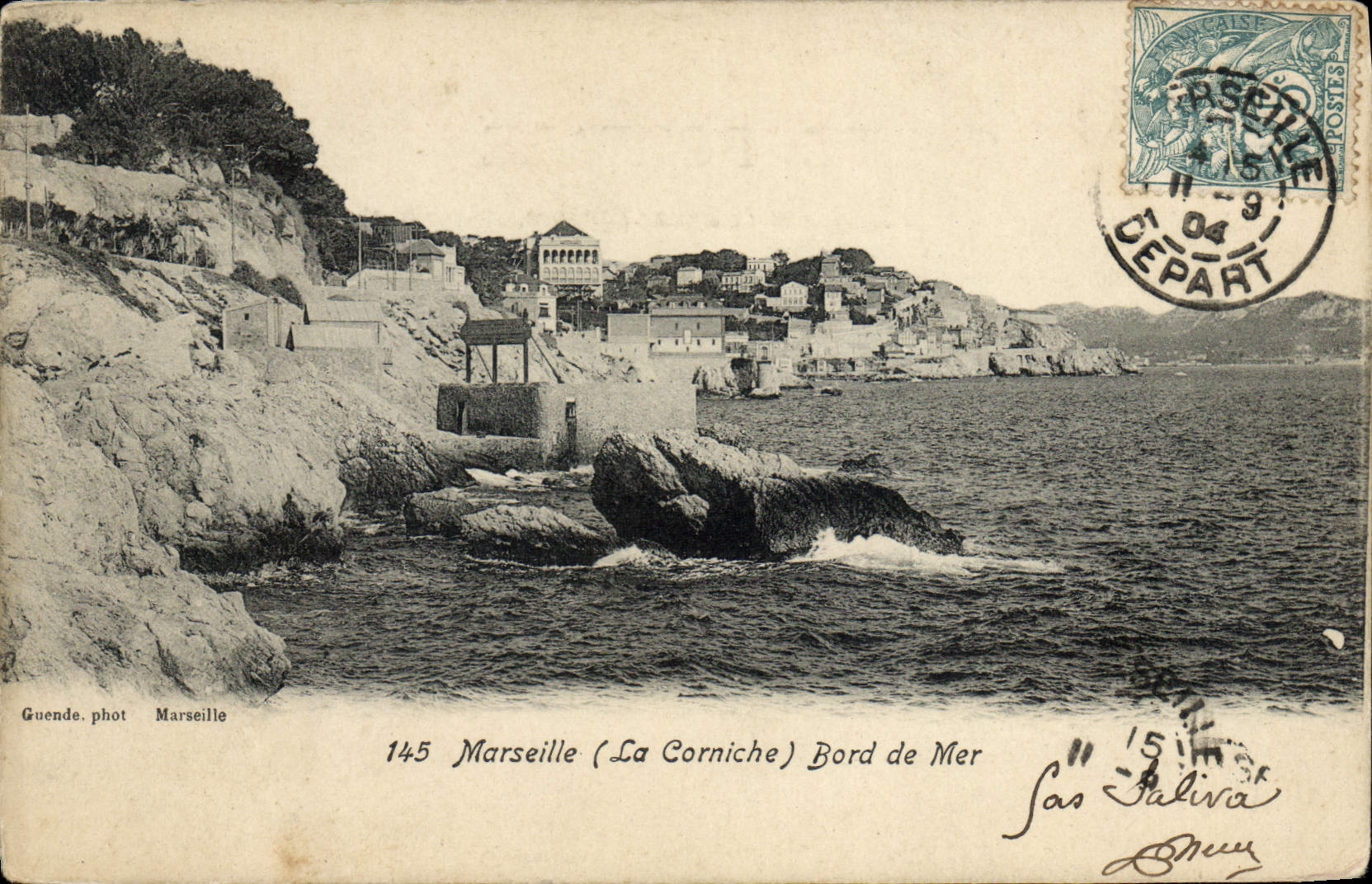 Playa de Marsella de la POSTAL de la VENDIMIA la cornisa