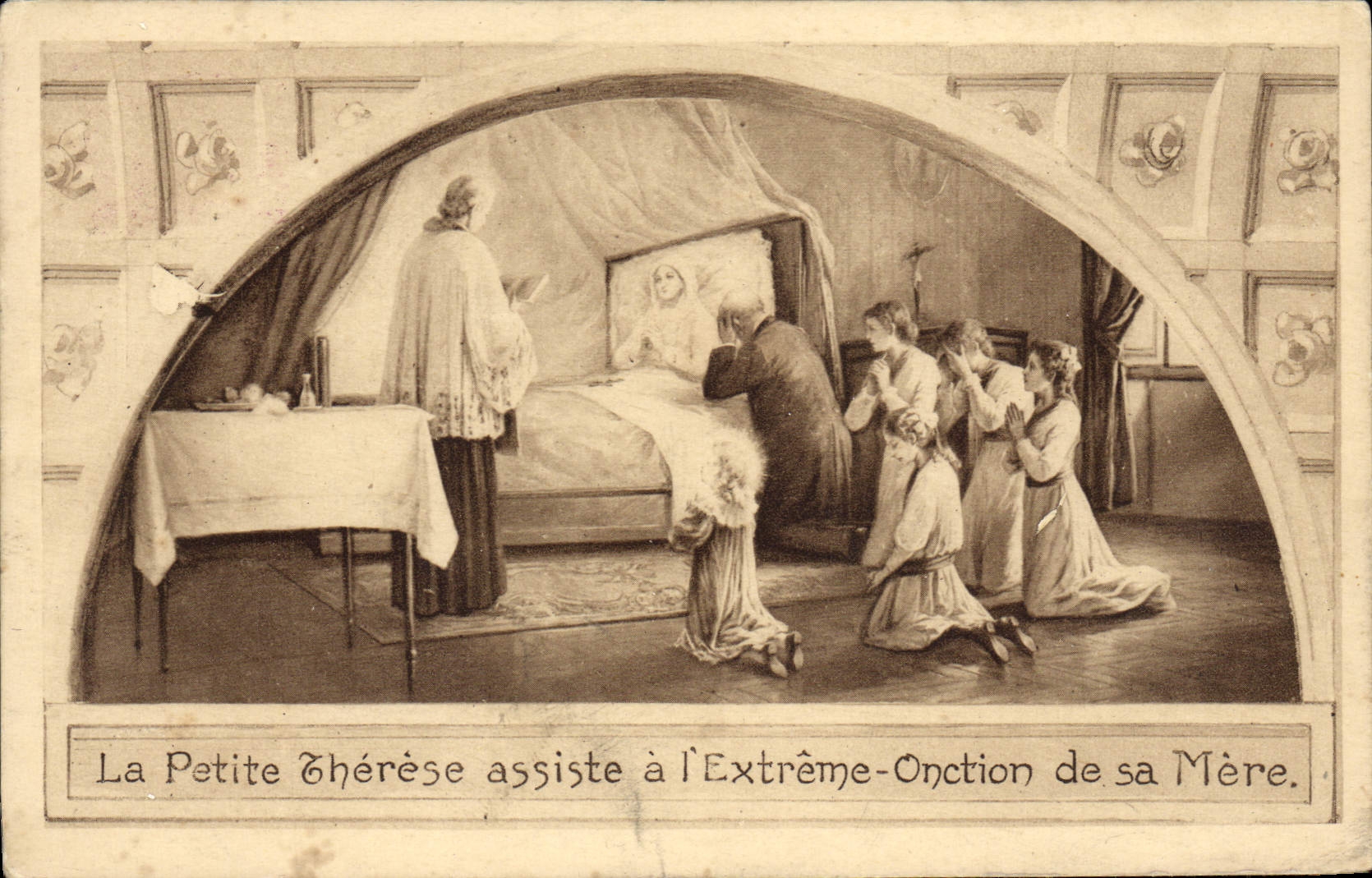 VINTAGE POSTCARD the Small Therese Attends the Extreme Oiling of her mother