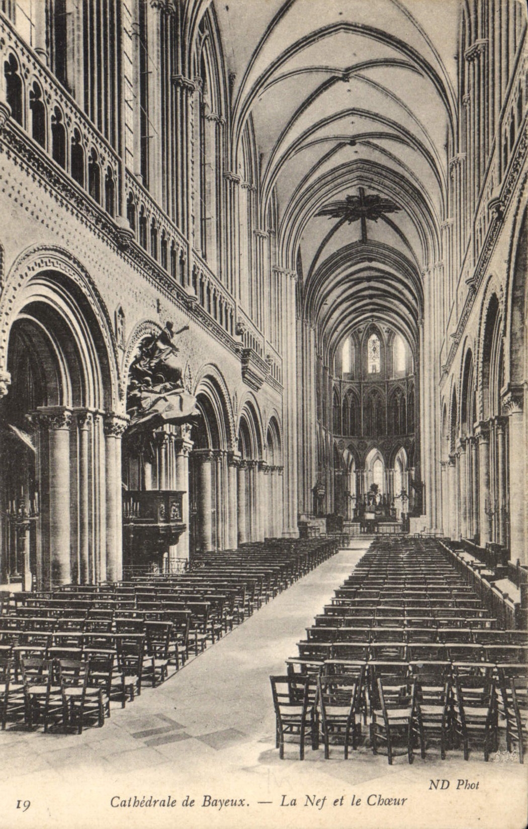 VINTAGE POSTCARD Cathedral of Bayeux the Nave and Chorus