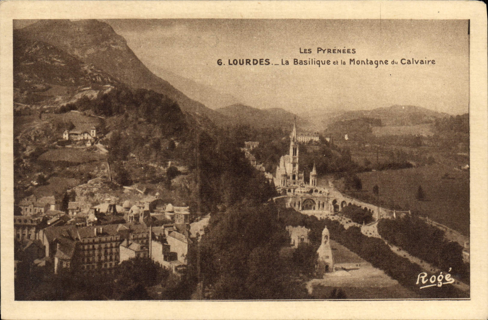 VINTAGE POSTCARD Heavy the Basilica and the mountain of the martyrdom