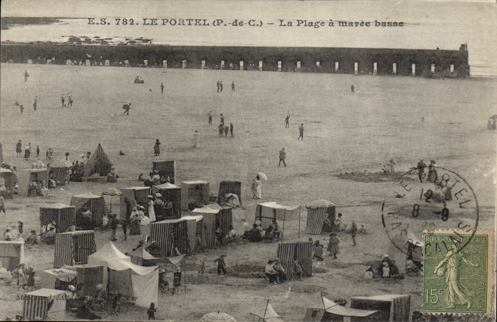 VINTAGE POSTCARD Portel the Beach has Low tide