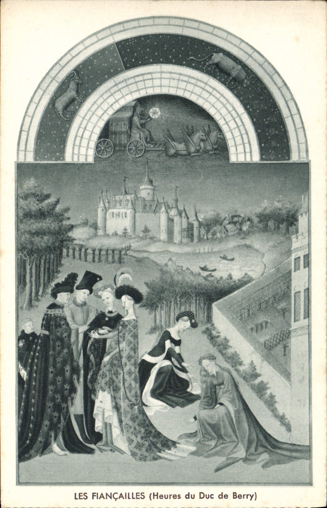 VINTAGE POSTCARD Engagement Hours of the Duke of Berry