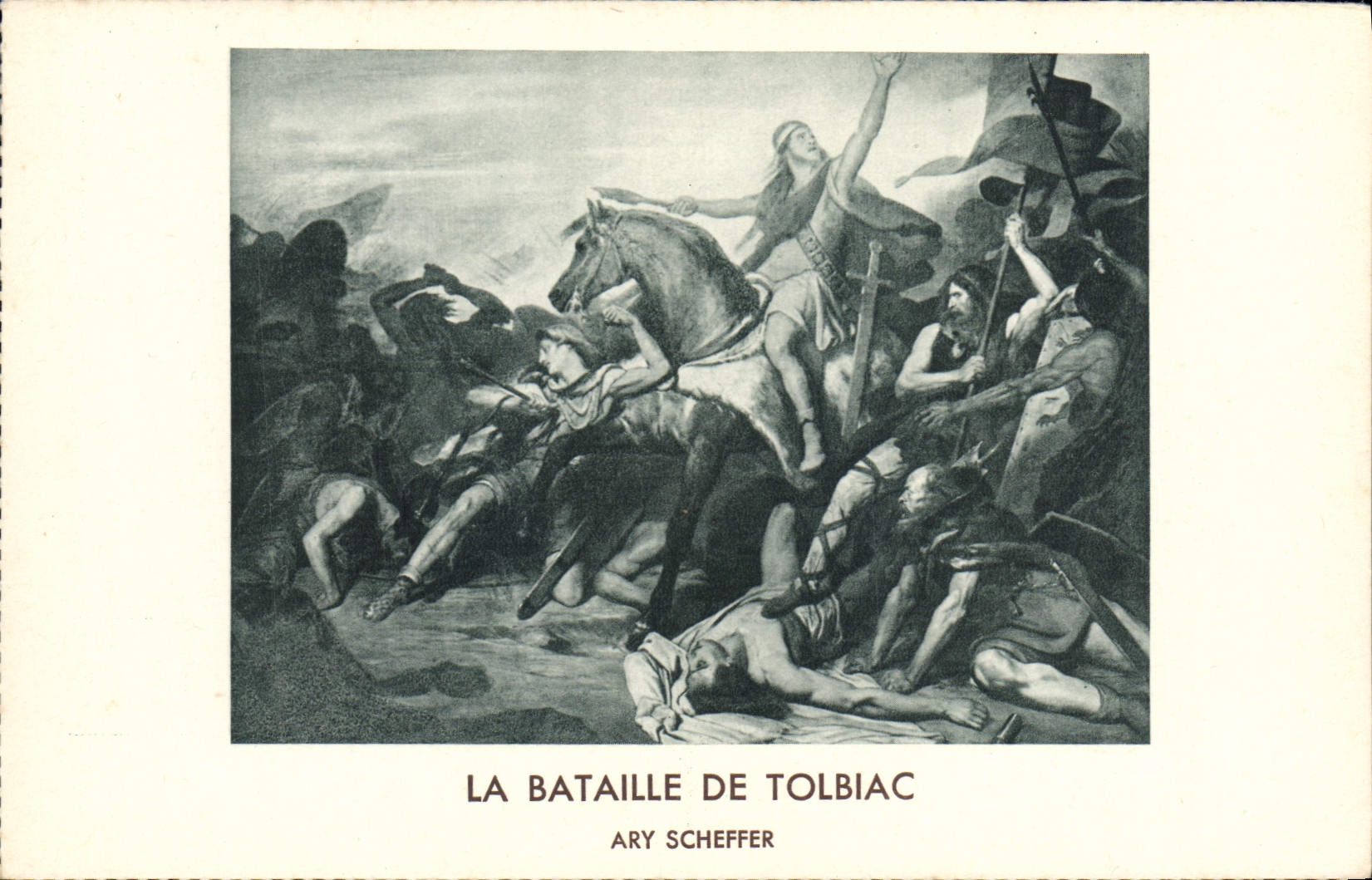 VINTAGE POSTCARD the Battle De Tolbiac Ary Scheffer