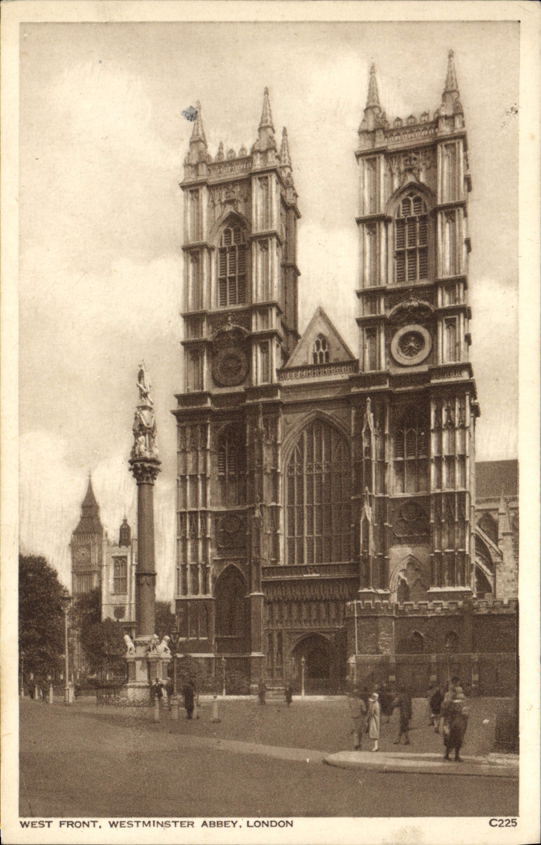 Abadía de Westminster del oeste de la cara de Londres de la POSTAL de la VENDIMIA