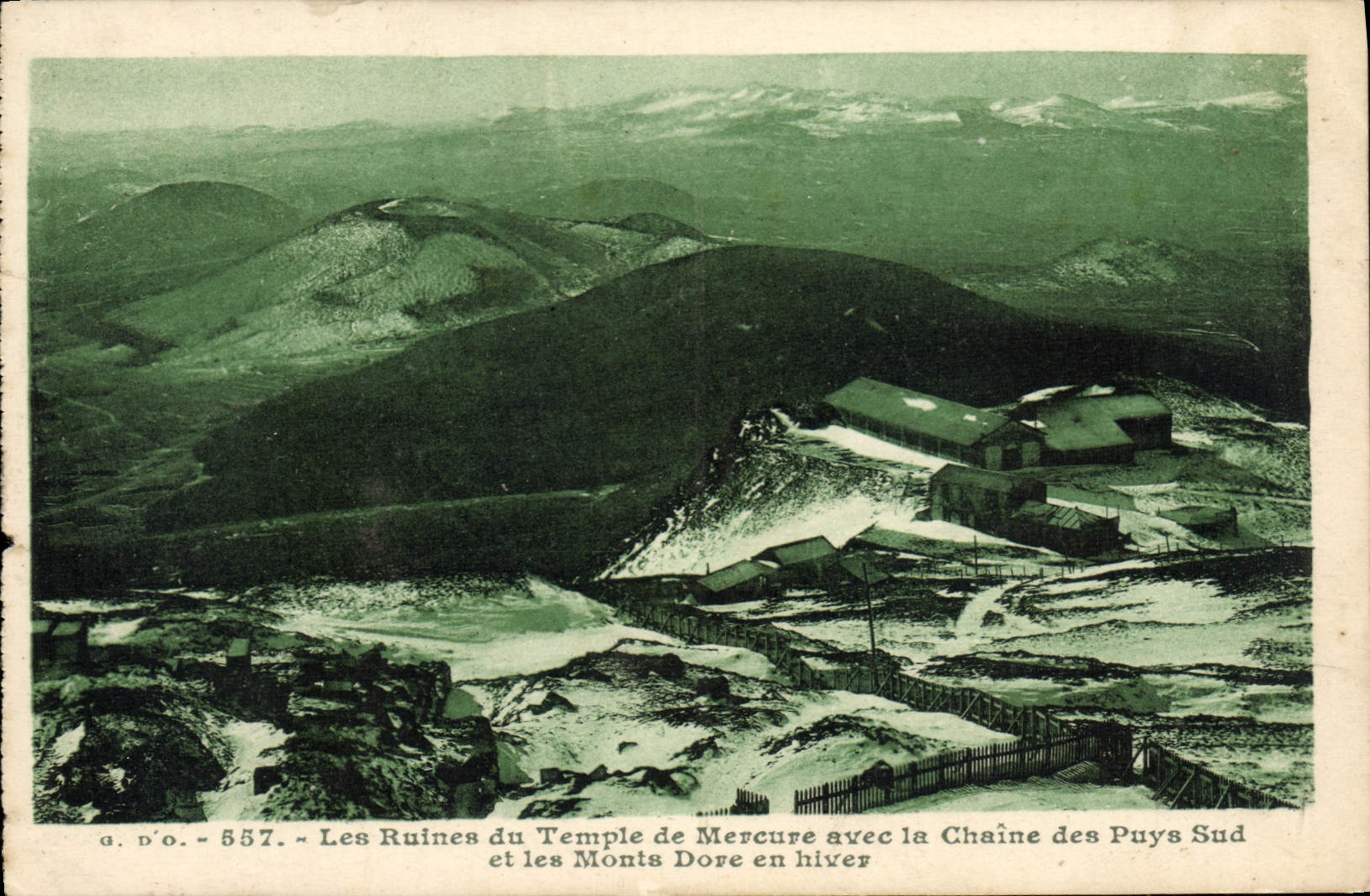 VINTAGE POSTCARD the Ruins of the Mercury Temple With the Chain of Southern Puys and the Mounts Gilds in winter
