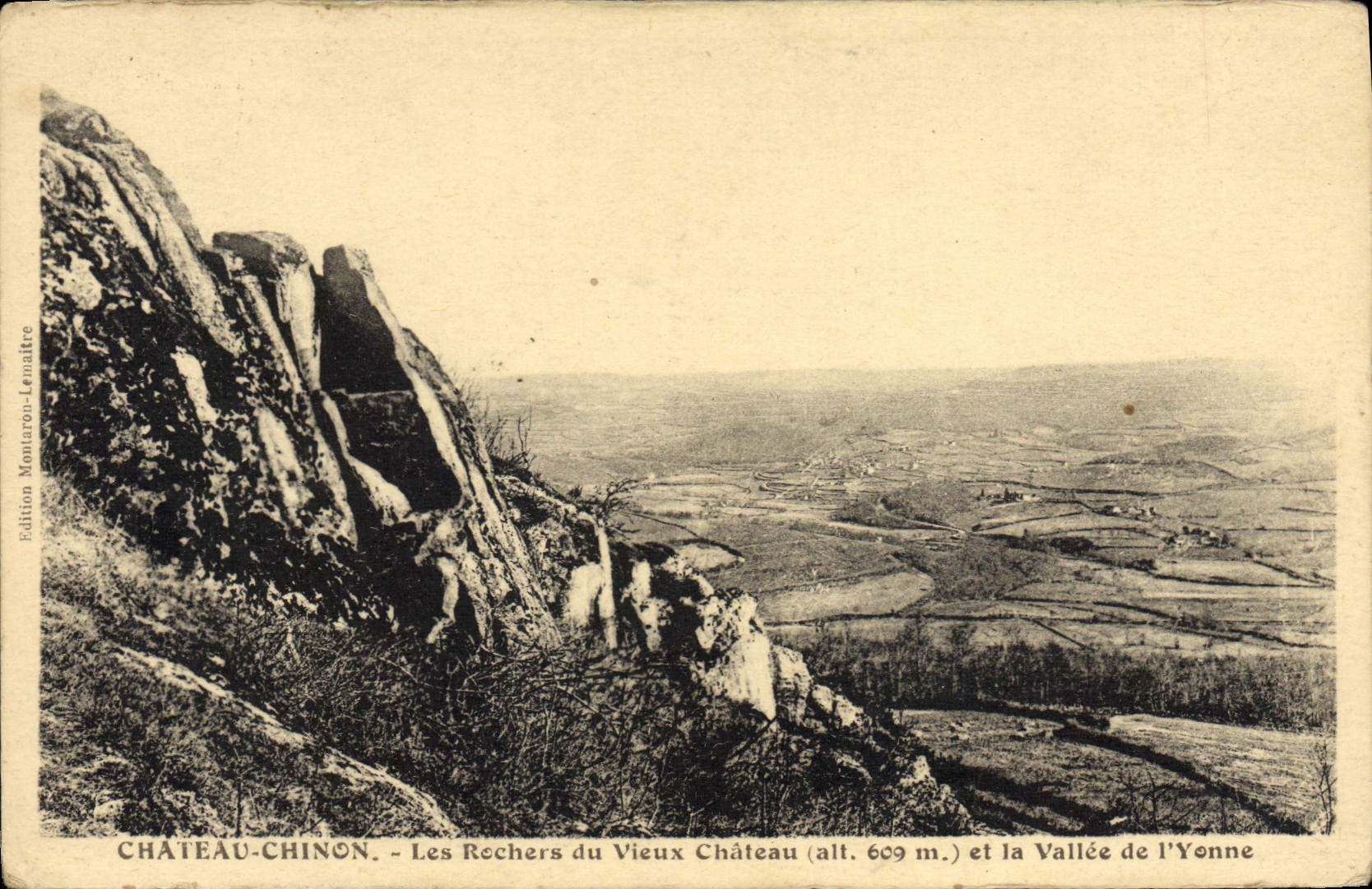 VINTAGE POSTCARD Chinon Castle Rocks of the Old Castle and the valley of Yonne