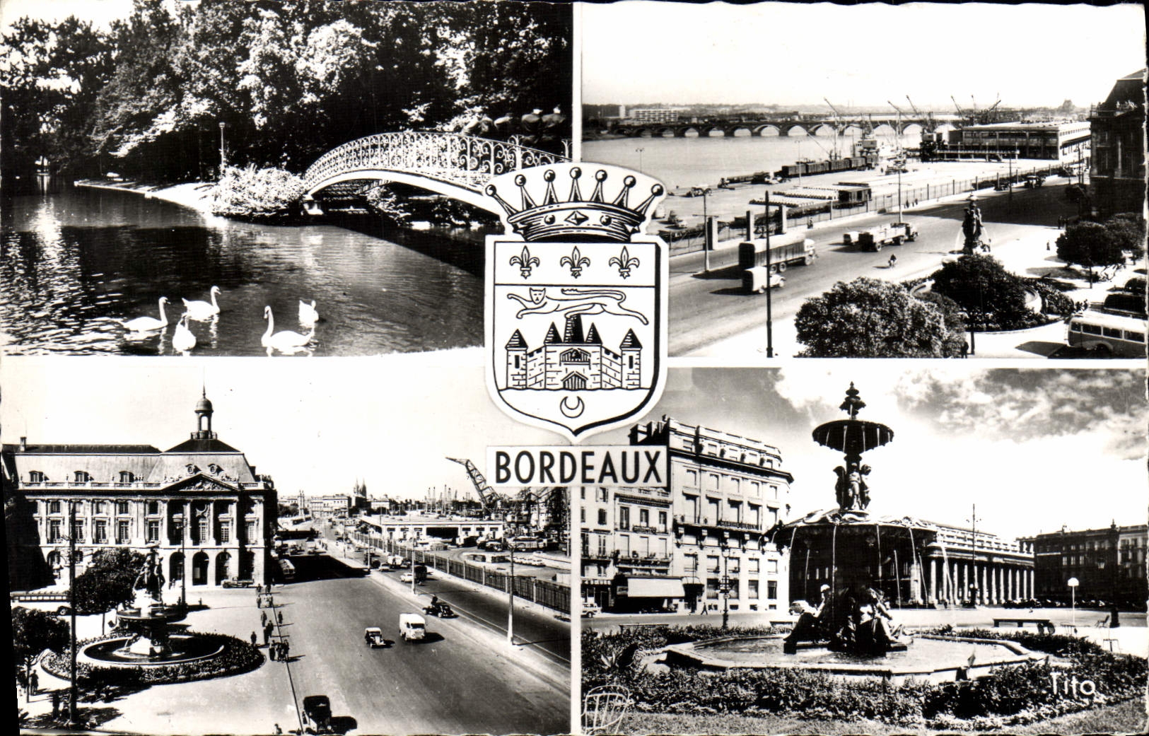 CPM Bordeaux Jardin public Place de la Bourse Les quais La comedie