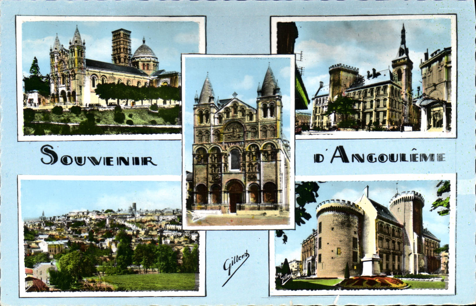 MODERN CARD Angouleme Cathedral Town hall View Turn of Valois