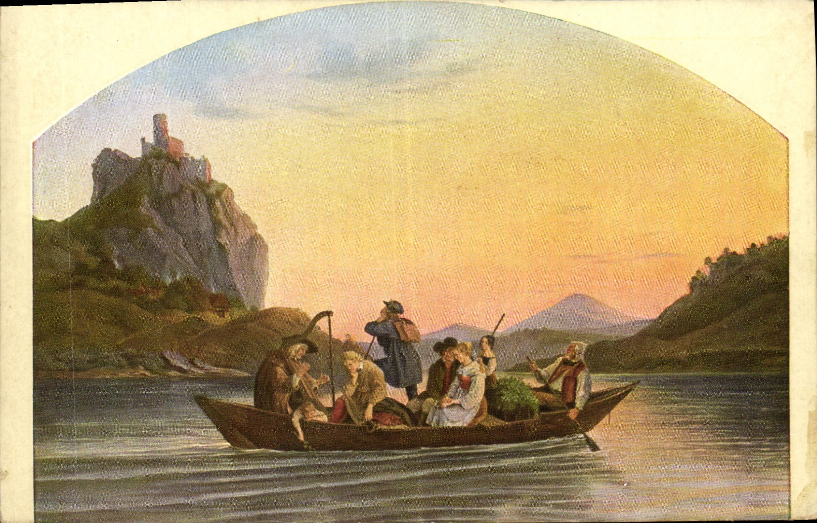 VINTAGE POSTCARD Ludwig Richter Uberfahrt amndt Schreckenftein