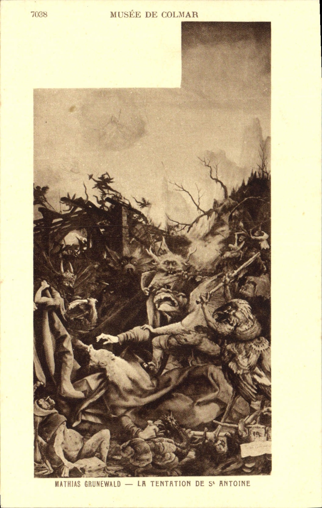 VINTAGE POSTCARD Mathias Grunewald the Temptation Of St Antoine Musee of Colmar