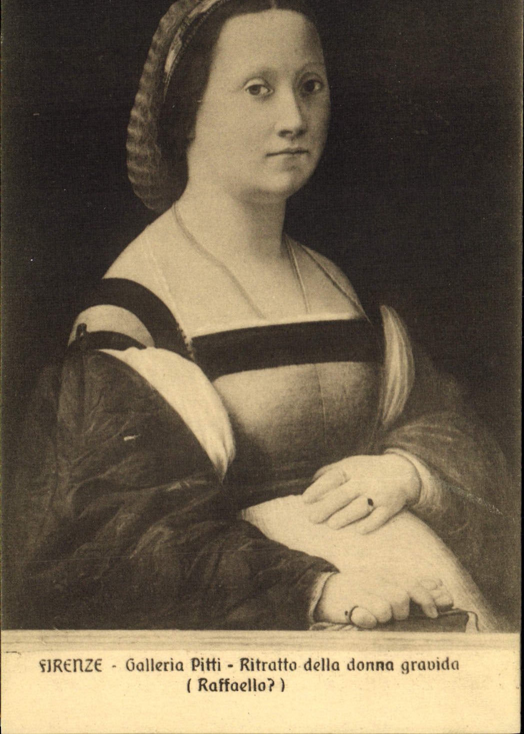 CPA Firenze Galleria Pitti Ritratto della donna gravida Raffaello