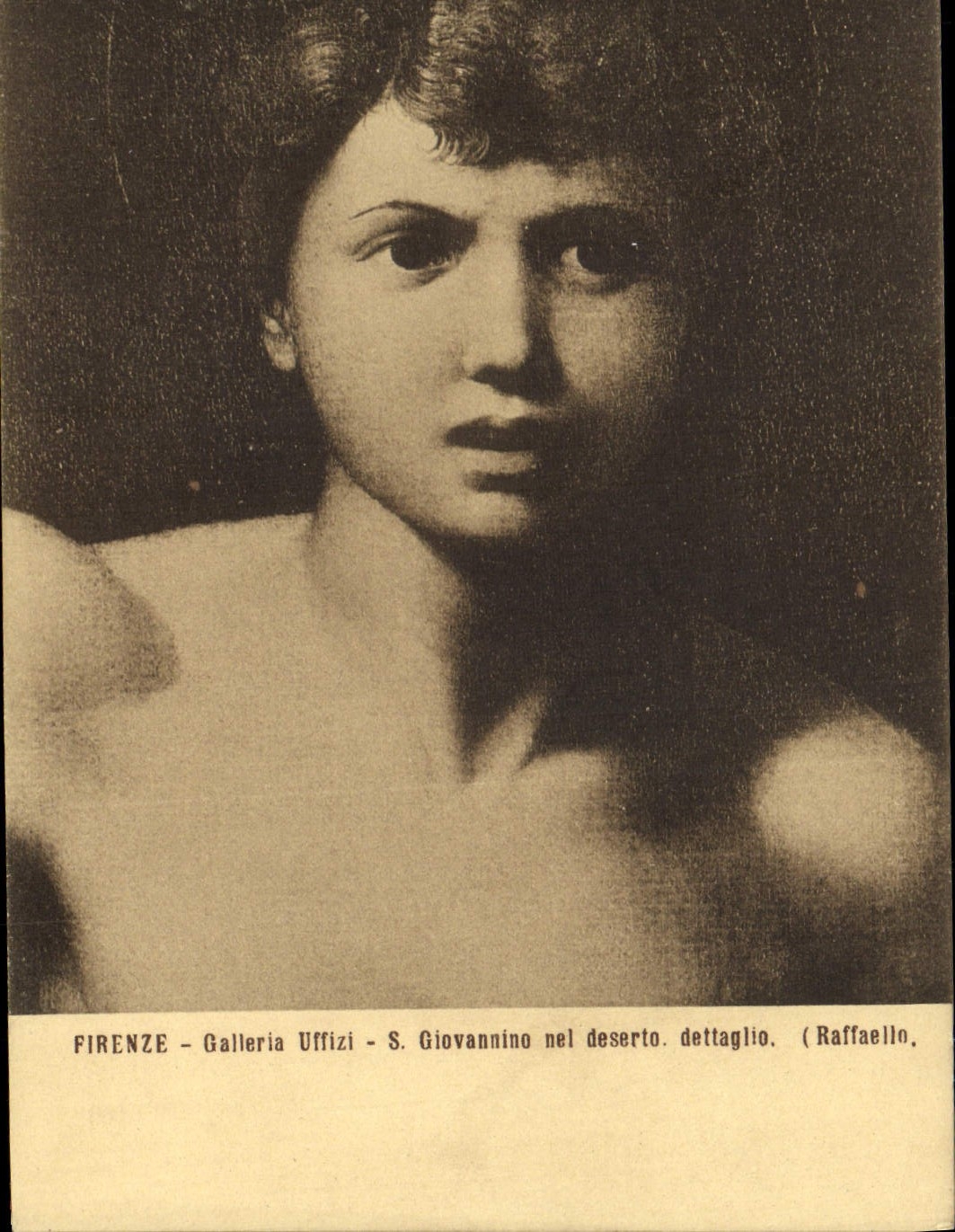 CPA Firenze Galleria Uffizi S Guiovannino nel deserto dettaglio Raffaello