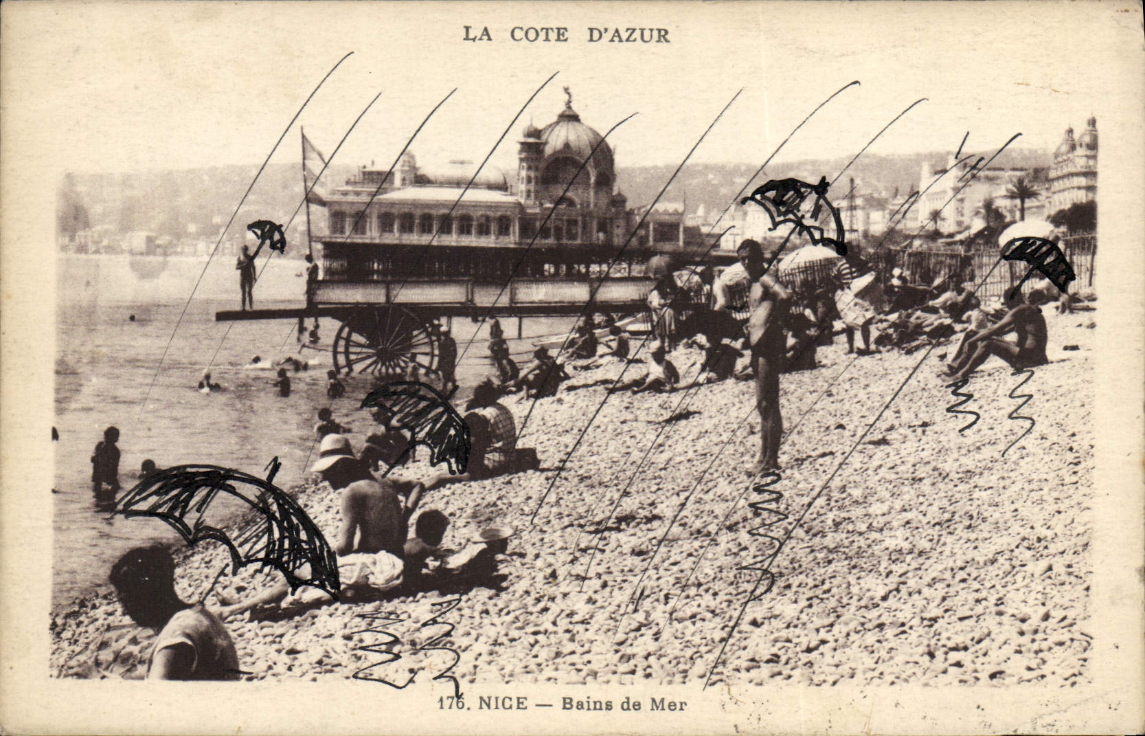 VINTAGE POSTCARD Nice Sea bathings