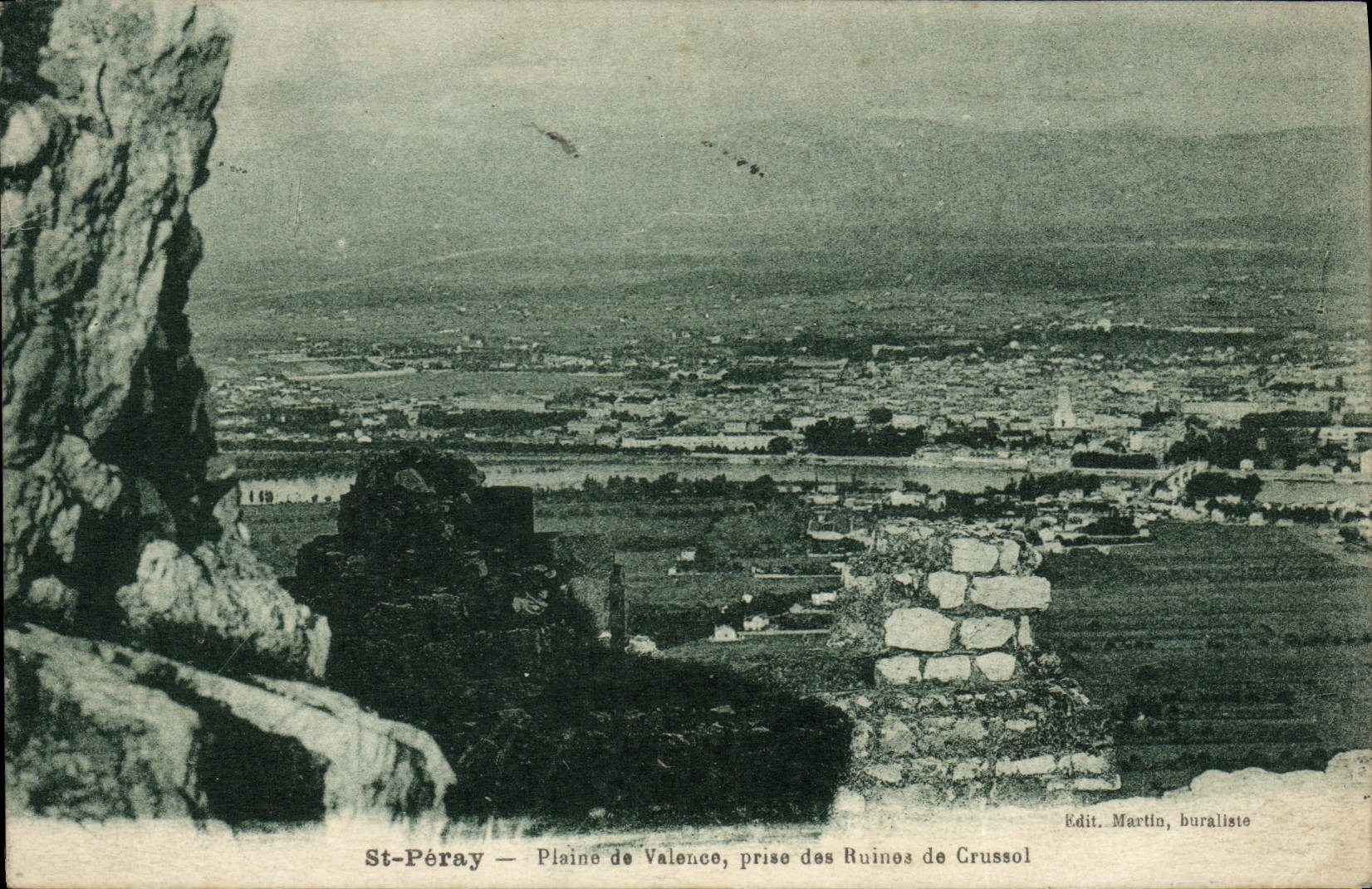 VINTAGE POSTCARD St Peray Plain Of Valence Taken Of the Ruins De Crussol