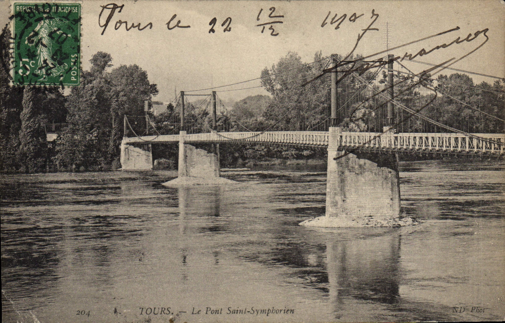 VINTAGE POSTCARD Tours the Holy Bridge Symphorien
