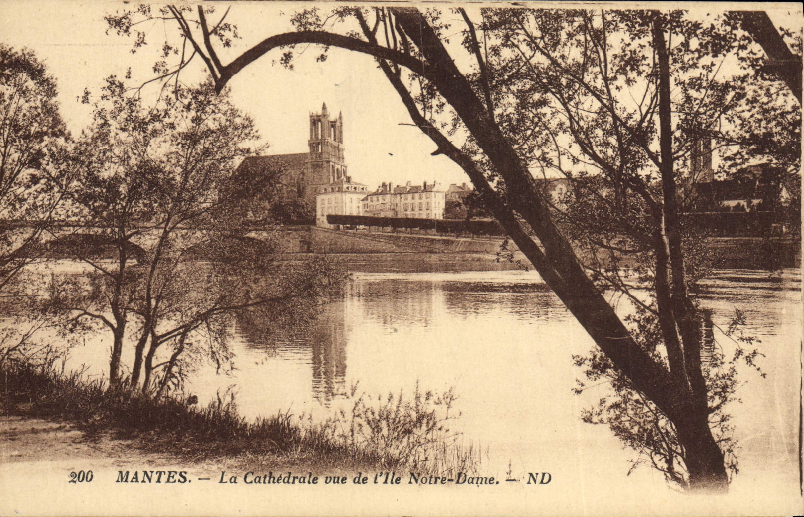 CPA Mantes La cathedrale Vue De L'Ile Notre Dame