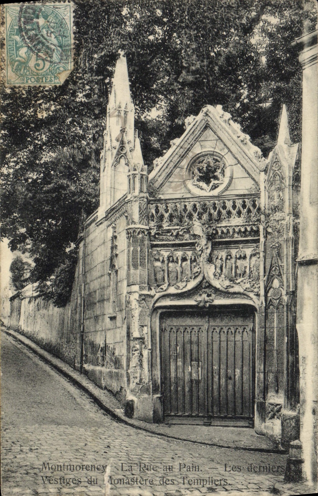 VINTAGE POSTCARD Montmorceny the street with the bread last vestiges of the Monastery of Templiers