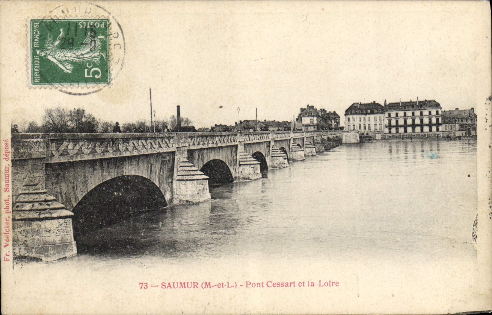 VINTAGE POSTCARD Saumaur Bridge Cessart and the Loire