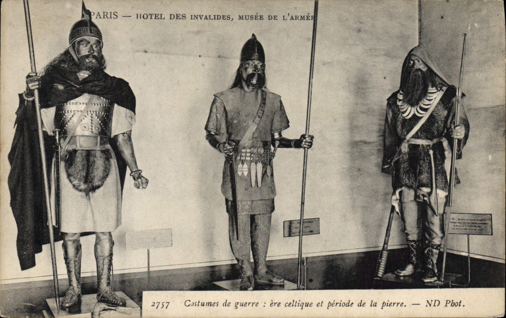 VINTAGE POSTCARD Paris Hotel Of the Invalids Museum the Army Costumes of Celtic war Era and period of the war