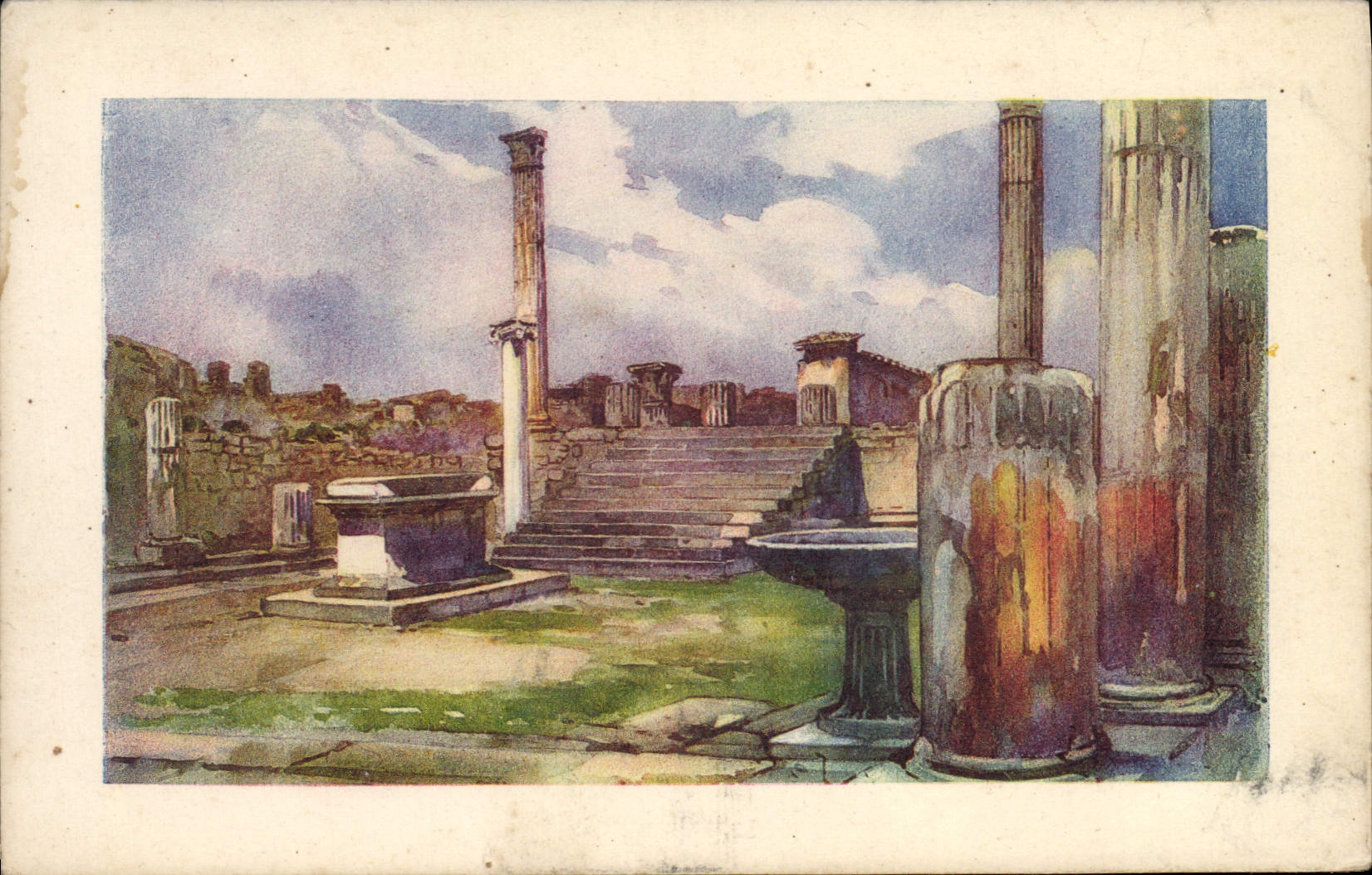 VINTAGE POSTCARD Pompei Tempio d' Apollo
