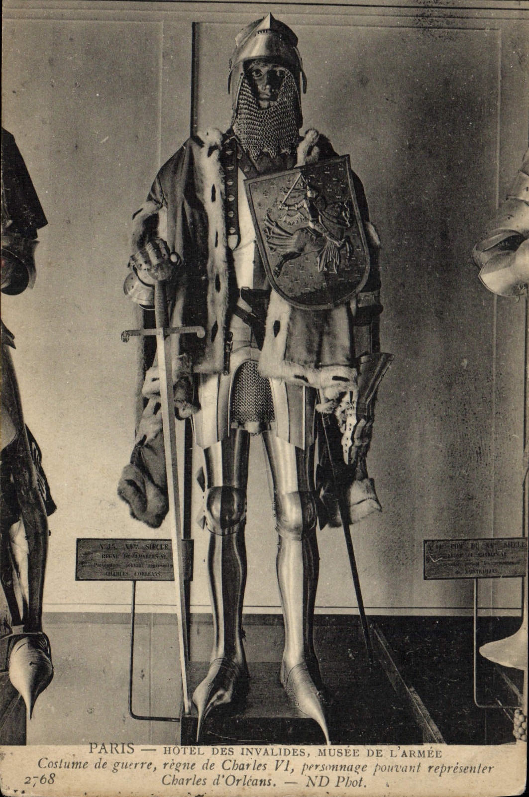 VINTAGE POSTCARD Paris Hotel Of the Invalids Museum Of the Army Costume of war Reigns of Charles VI Charles of Orleans