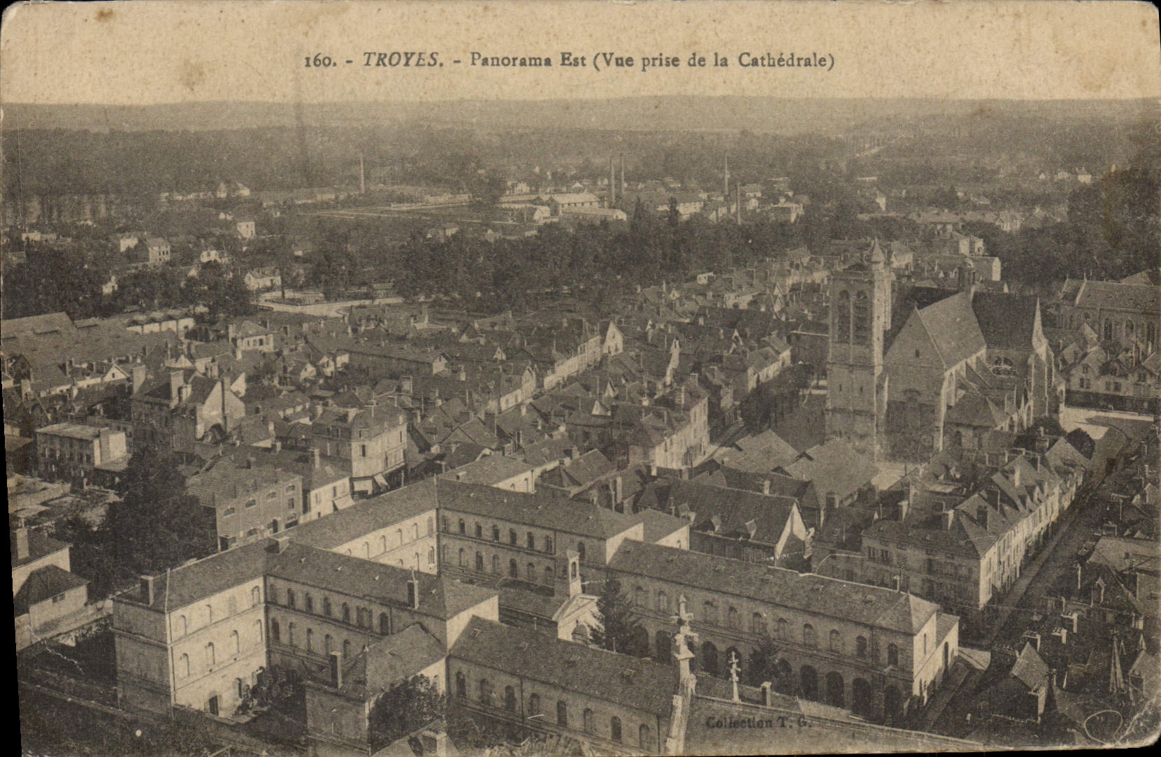VINTAGE POSTCARD Troyes Panorama Is Seen from of the cathedral