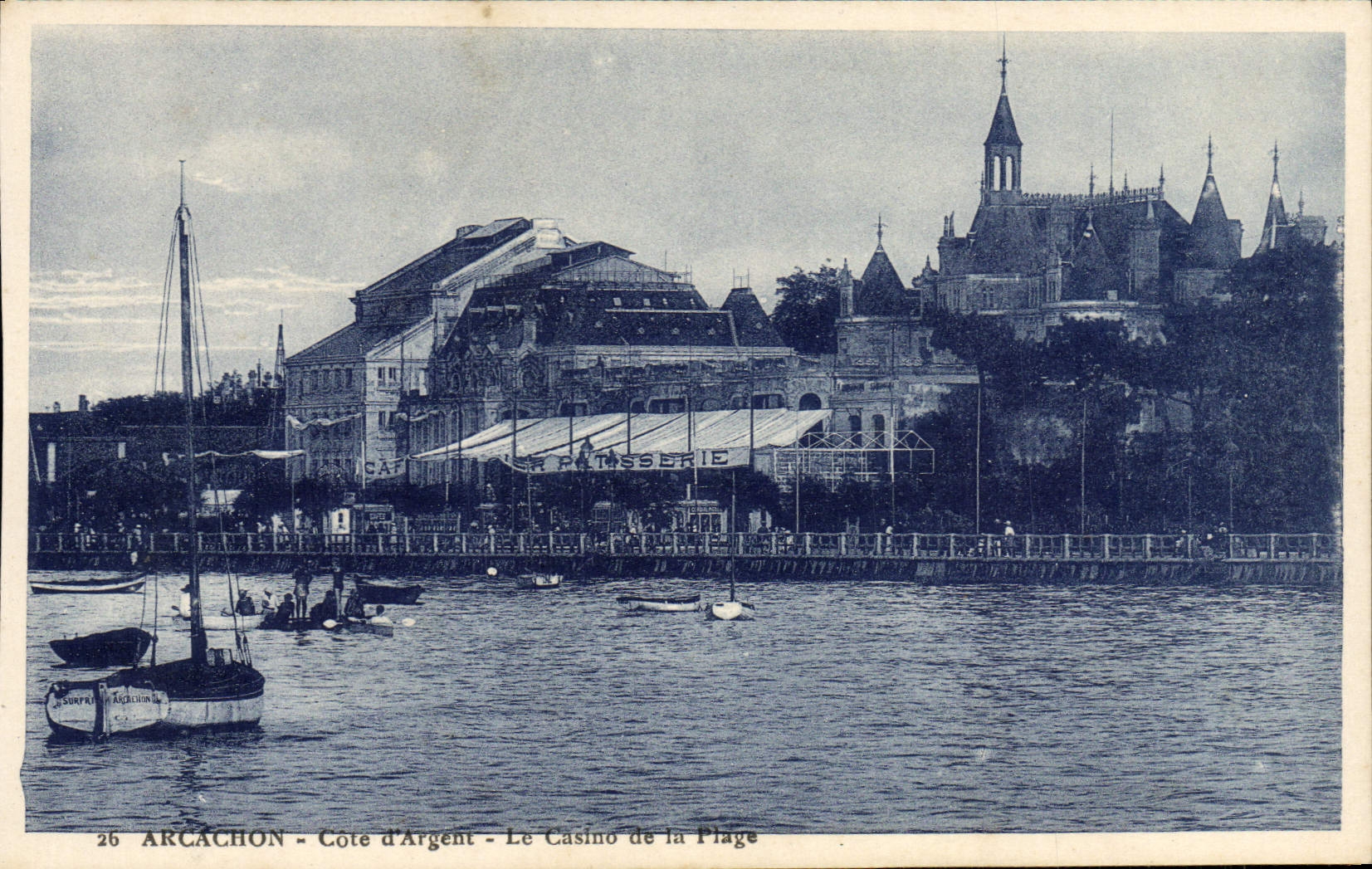 VINTAGE POSTCARD Arcachon Dimensions Money the casino of the beach