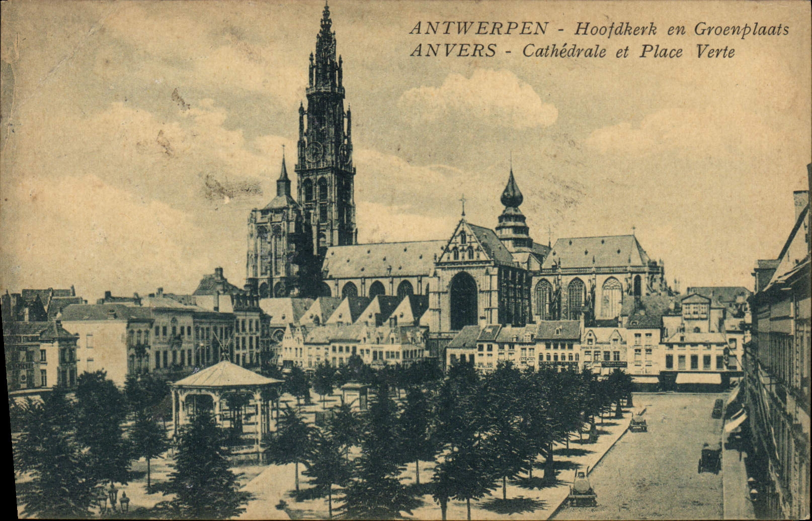 CPA Anvers Cathedrale et place verte