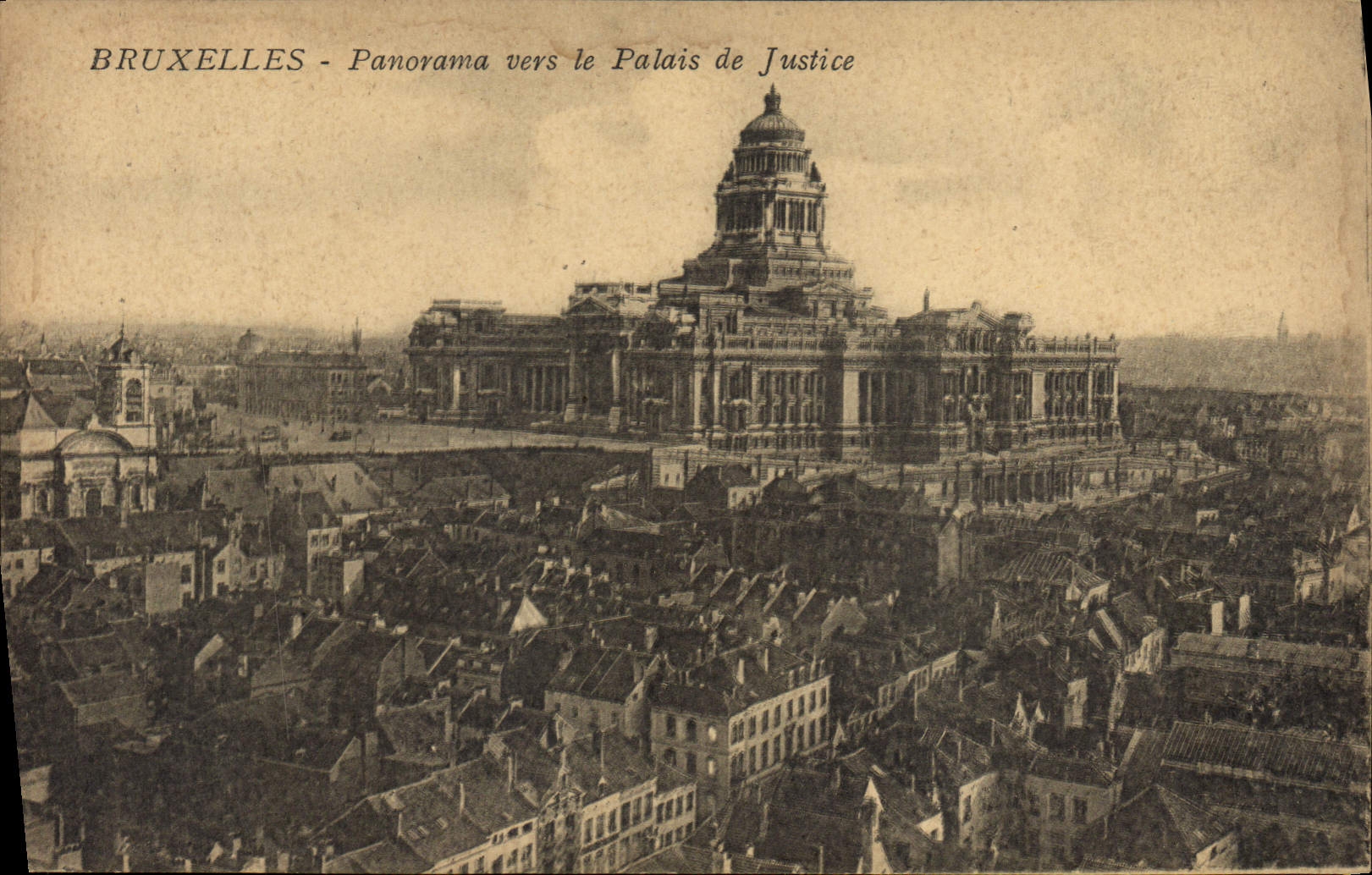 VINTAGE POSTCARD Brussels Panorama Towards the Law courts