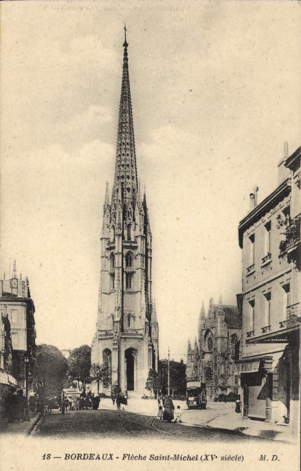 CPA Bordeaux Fleche Saint Michel Tramway