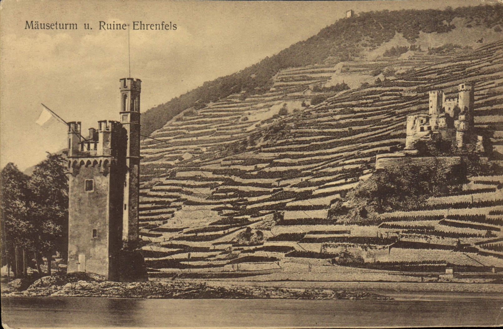 VINTAGE POSTCARD Mauseturm U Ruins Ehrenfels