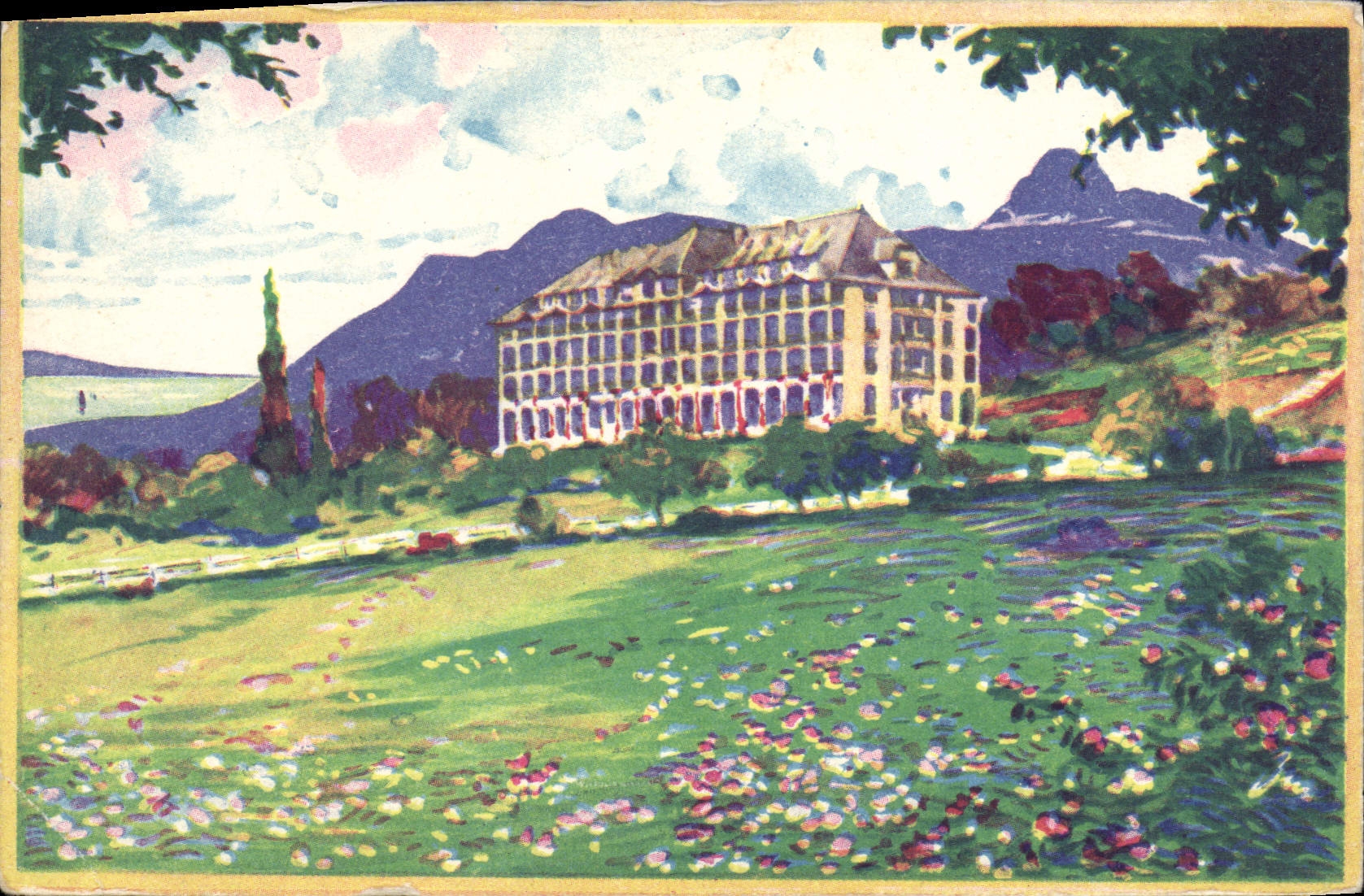 VINTAGE POSTCARD the hermitage of Evian