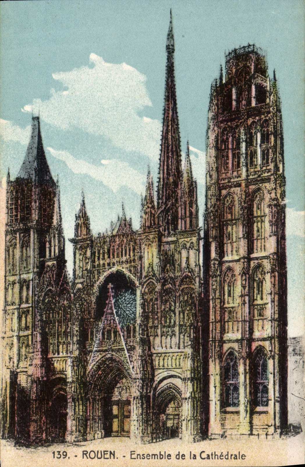 VINTAGE POSTCARD Rouen Together of the Cathedral