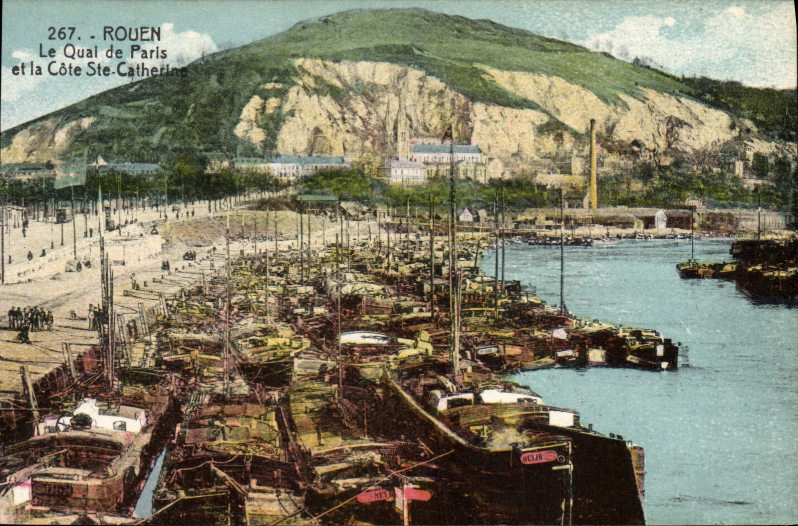 VINTAGE POSTCARD Rouen the Quay of Paris and the Dimension co. Catherine