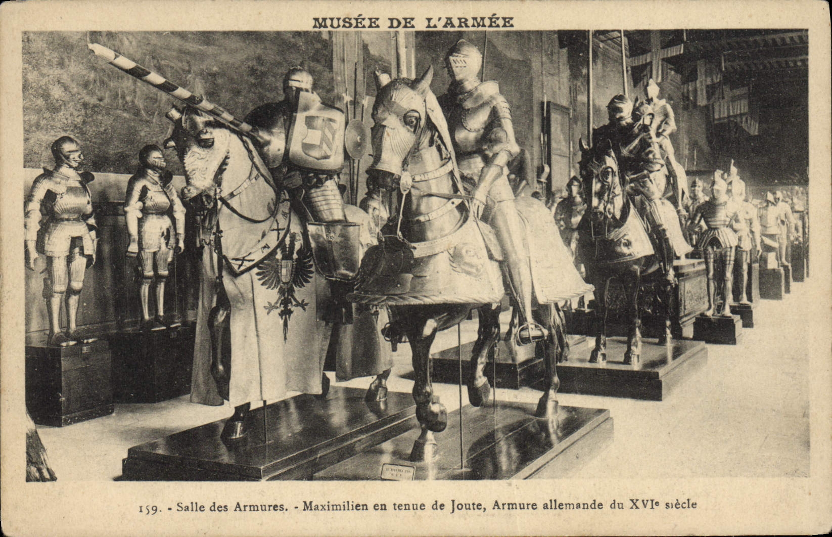 Museo de París de la POSTAL de la VENDIMIA del cuarto del ejército de las armaduras de Maximiliano en el comportamiento de la armadura del alemán del torneo