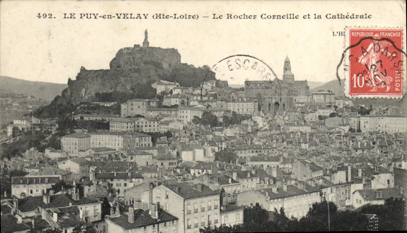 CPA Le Puy En Velay Le Rocher Corneille Et La Cathedrale