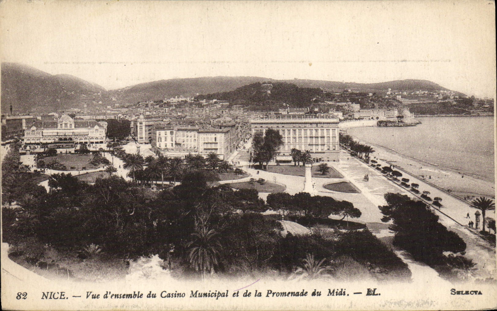 CPA Nice Vue D'ensemble du Casino municipal et de la promenade du Midi