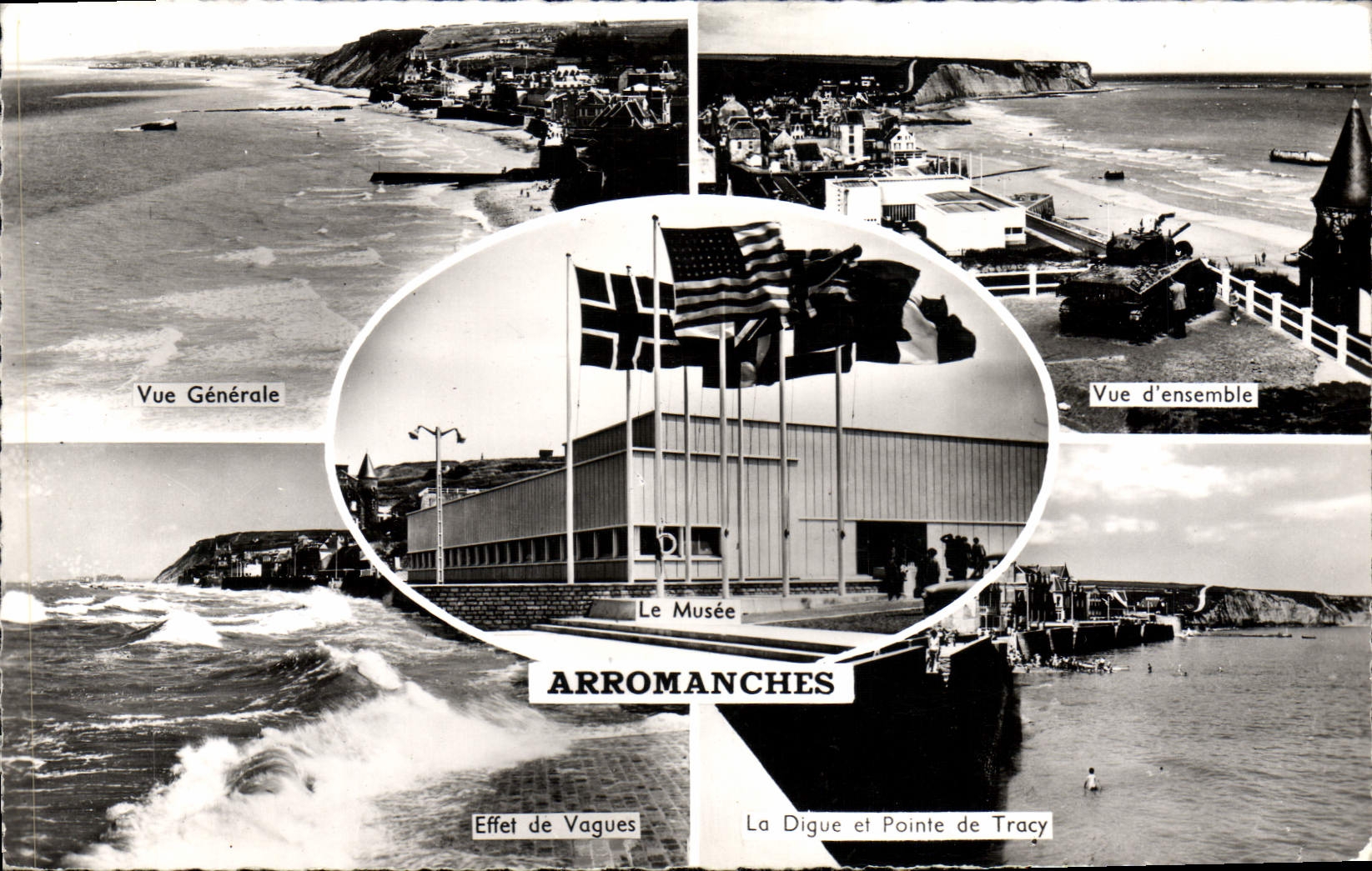 CPM Arromanches Vue generale Vue d'ensemble Char Tank Effet de vagues La digue et pointe de Tracy